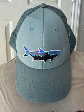 PATAGONIA Mens Teal Shark mesh truckers hat